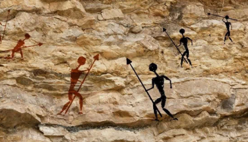 caveman-fighting-drawing-cave-painting-conflict-evolution-culture-primitive
